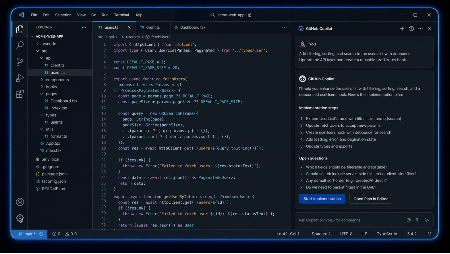 GitHub Copilot interface visual