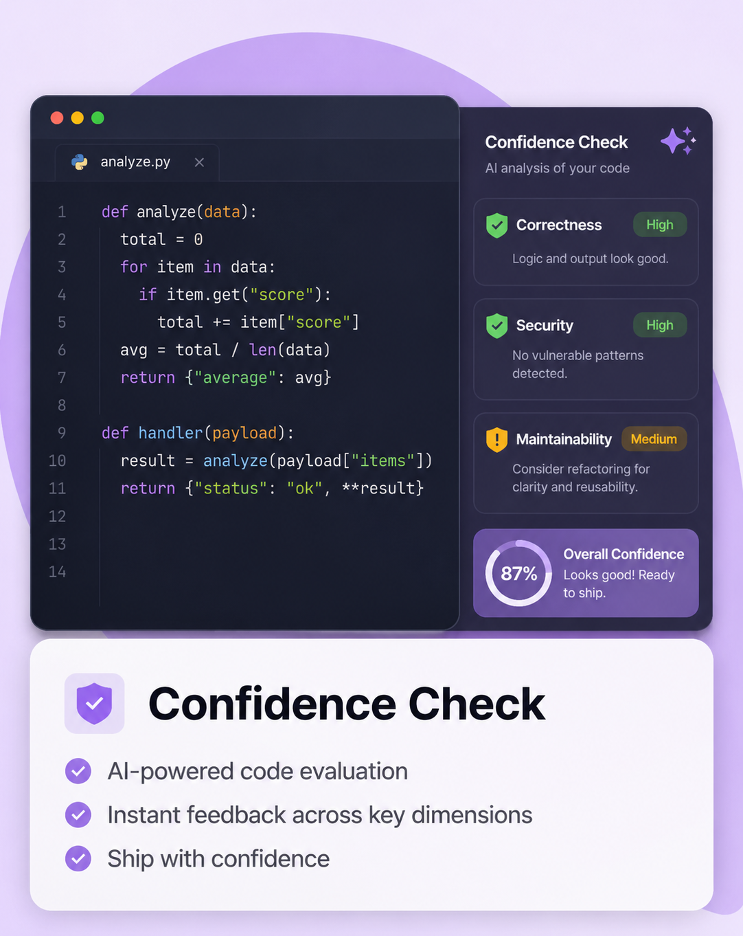 Confidence check visual