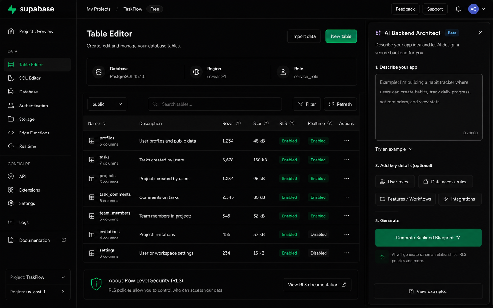 Supabase recommendation refinement screen